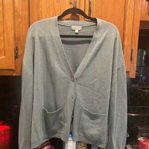 J. Crew Sage Green Cashmere Cardigan Sweater V-Neck